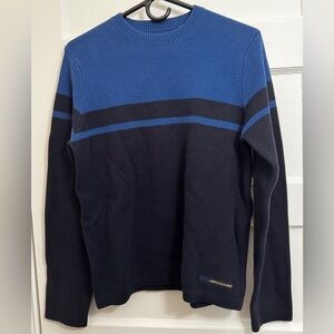Vintage Abercrombie & Fitch Men's Blue and Black Crewneck Sweater